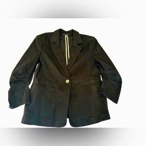 White House Black Market black blazer with rouched sleeves